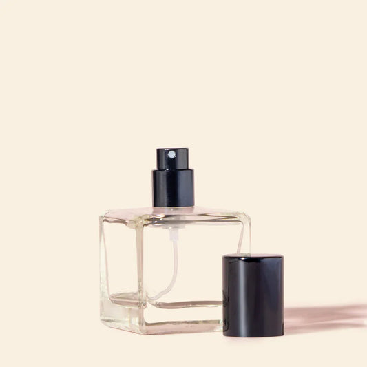 50ml Perfume Bottles - Cube + Black Top, Bulk Glass Perfume Bottles