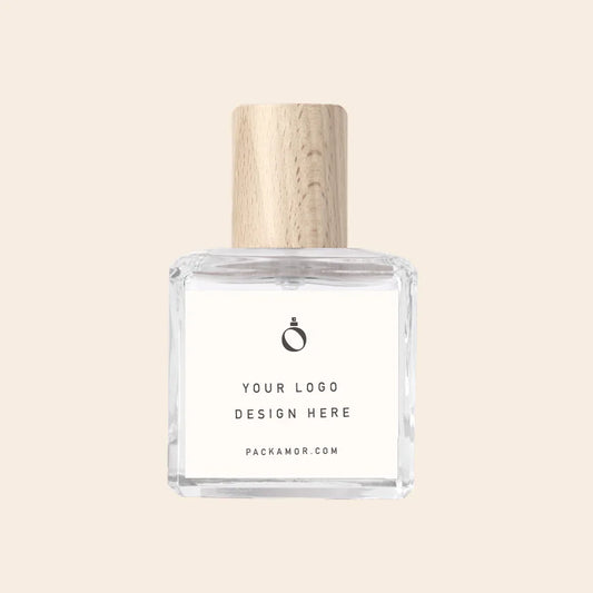 50ml Perfume Bottles Wholesale - Cube + Bold Beech Wood Top