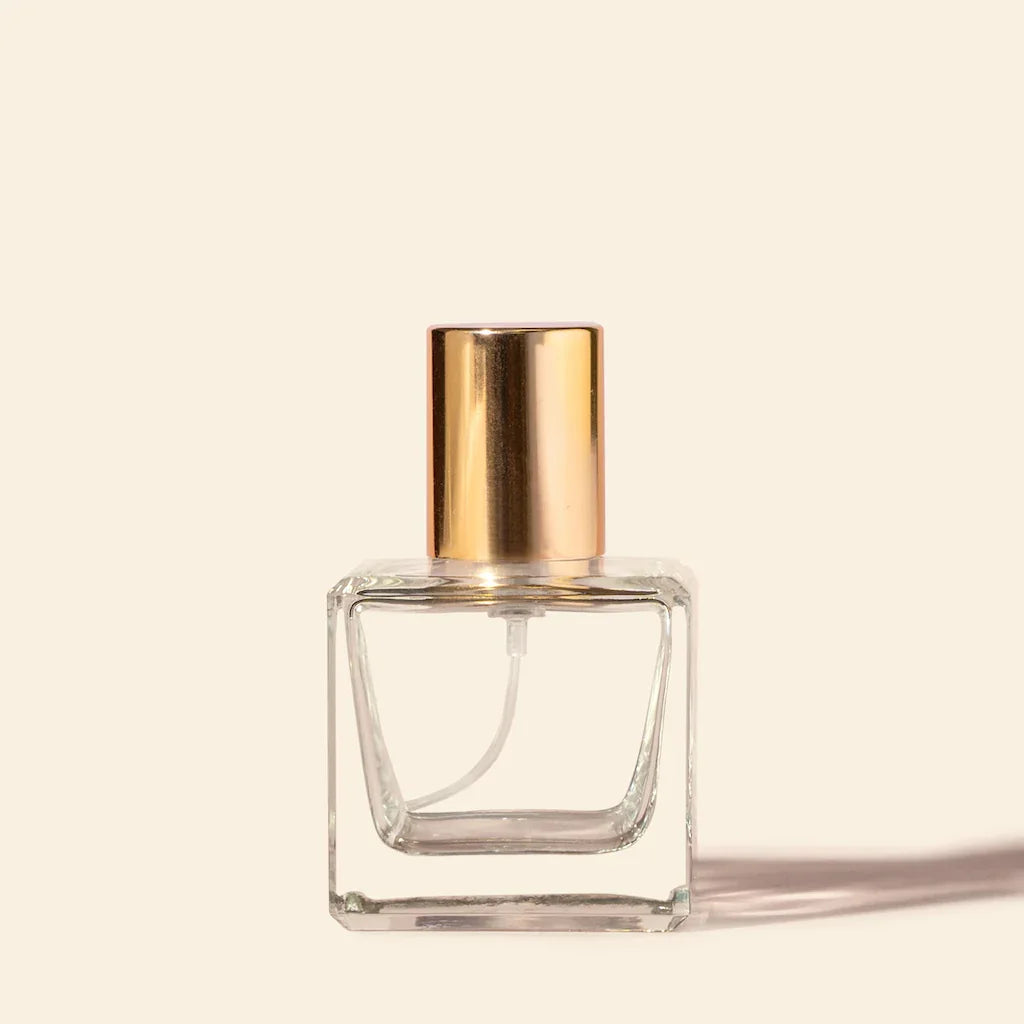 50ml Perfume Bottles Wholesale - Cube + Gold Top, Bulk Glass Perfume Bottles
