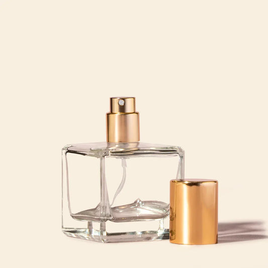 50ml Perfume Bottles Wholesale - Cube + Gold Top, Bulk Glass Perfume Bottles