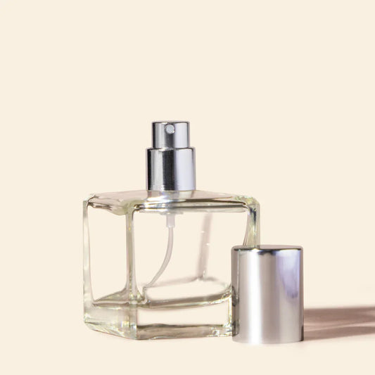 50ml Perfume Bottles - Cube + Silver Top, Bulk Glass Perfume Bottles