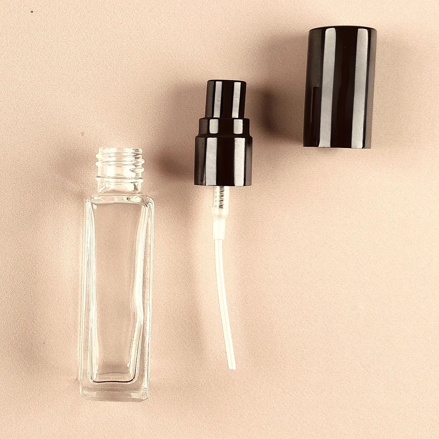 8ml Mini Perfume Bottles Wholesale - Square Bottle + Black Top with Spray Pump