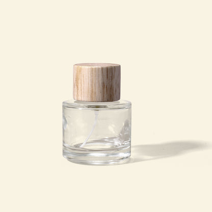 50ml Ombre Glass Perfume Bottles with Silver Spray & Bold Beech Wood Cap