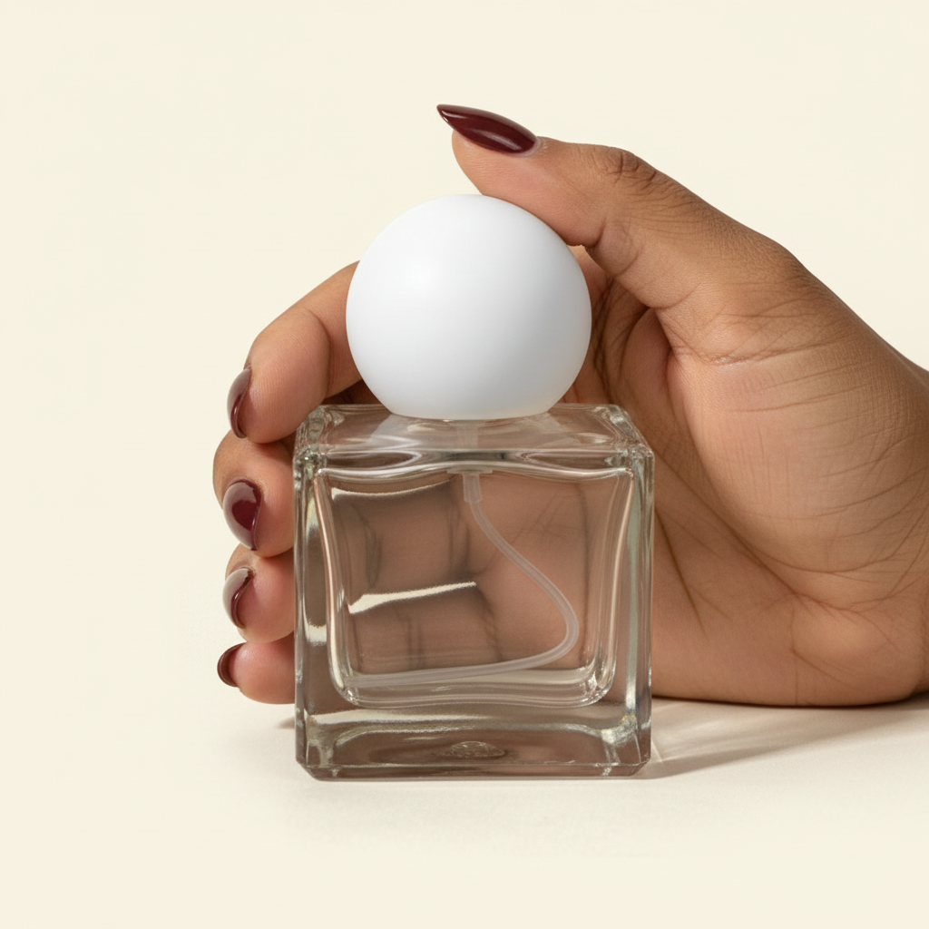 50ml Perfume Bottles Wholesale - Micron + White Spherical/Round top + gold sprayer