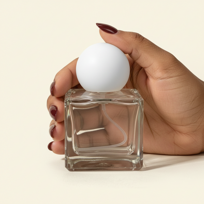 50ml Perfume Bottles Wholesale - Micron + White Spherical/Round top + gold sprayer