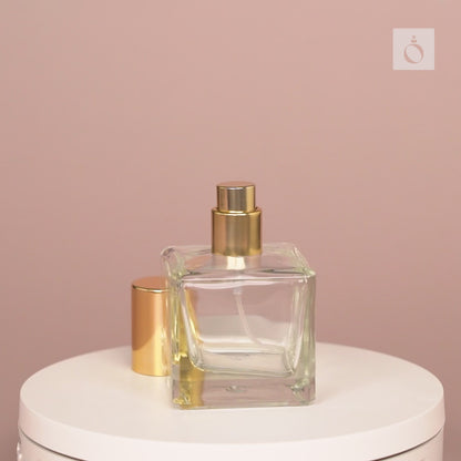 50ml Perfume Bottles Wholesale - Cube + Gold Top, Bulk Glass Perfume Bottles