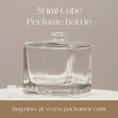50ml Perfume Bottles Wholesale - Cube + Bold Beech Wood Top