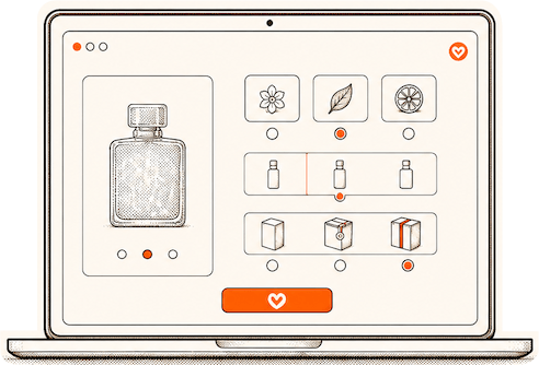 Product wizard for configuring fragrance samples and launch options