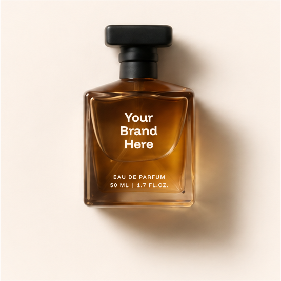 Private label perfume bottle mockup with your brand name